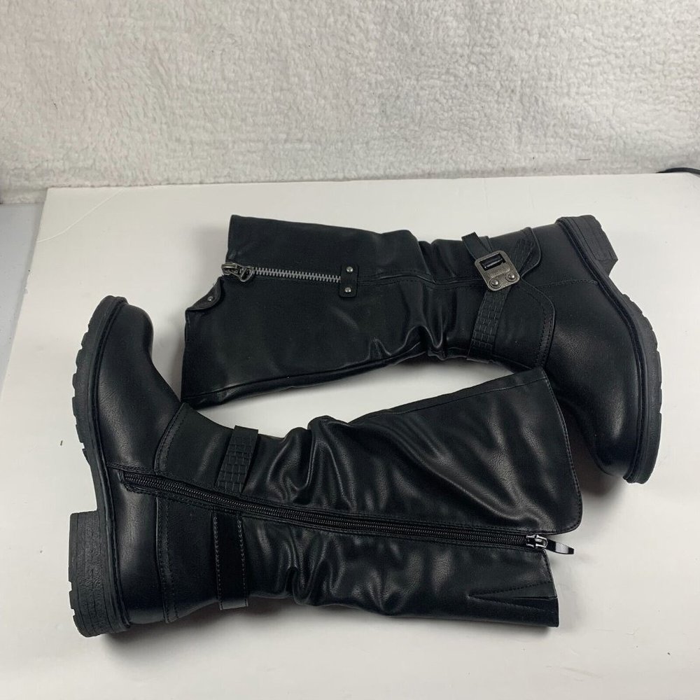 Extreme By Eddie Marc Jordyn Boots Womens Size 7 Black Fux Leather Side Zip 8021